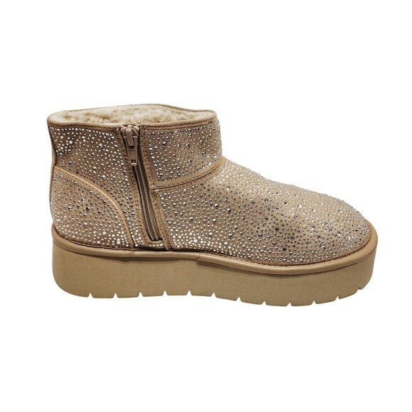 Wild Fable Womens Gold Glitter platforms  Ankle Boots Faux Fur Lining Size 10 - Picture 7 of 11